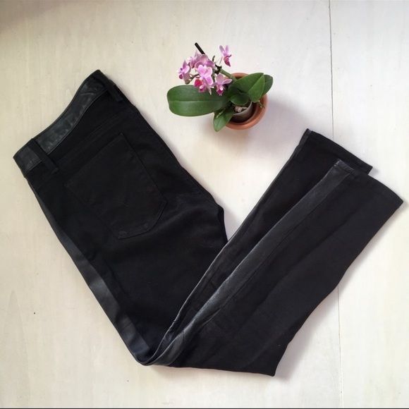 Hudson Leeloo Leather Trim Super Skinny Crop - Size 27 - Picture 2 of 6